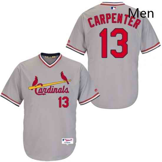 Mens Majestic St Louis Cardinals 13 Matt Carpenter Replica Grey 1978 Turn Back The Clock MLB Jersey